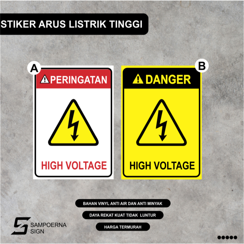 

Sign Sticker Arus Listrik tinggi / sticker high voltage / stiker listrik / stiker tegangan tinggi / stiker panel listrik