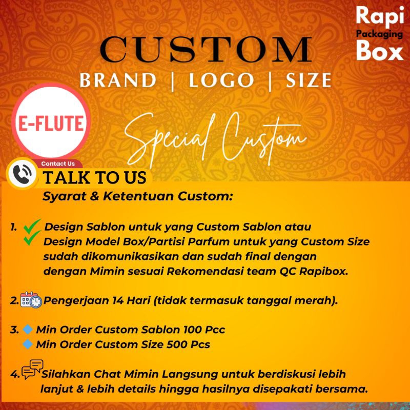 

Rapibox Box Parfum Khusus SABLON AAMIRE (3 DESIGN) 1 SISI TINTA HITAM E-Flute