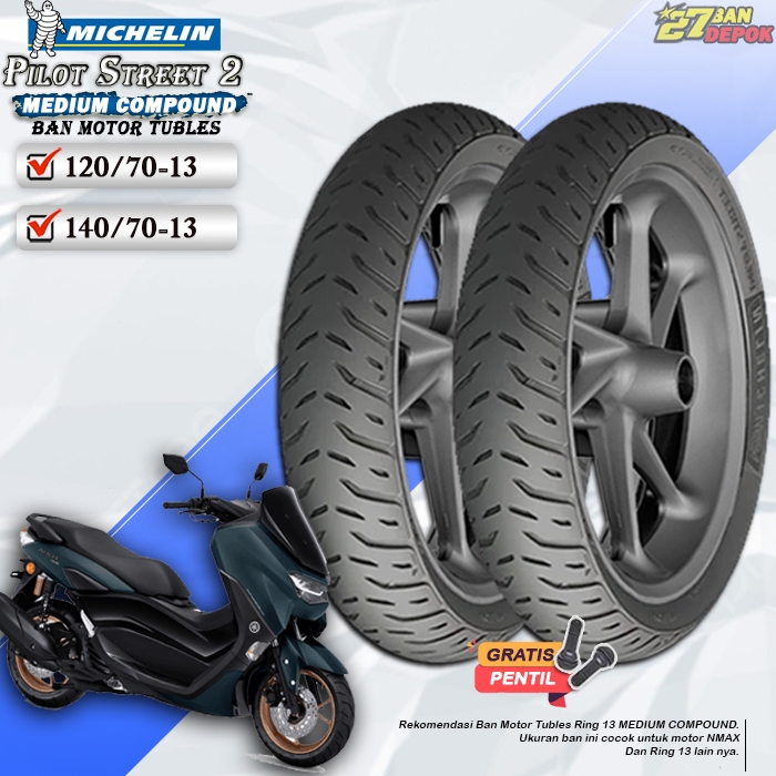 Ban Motor NMAX Michelin Pilot Street 2 Ring 13 Tubles Ban Motor Tubeless NMAX Ring 13 Tubles