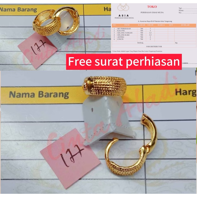 anting emas asli 24karat kadar 870 ada surat