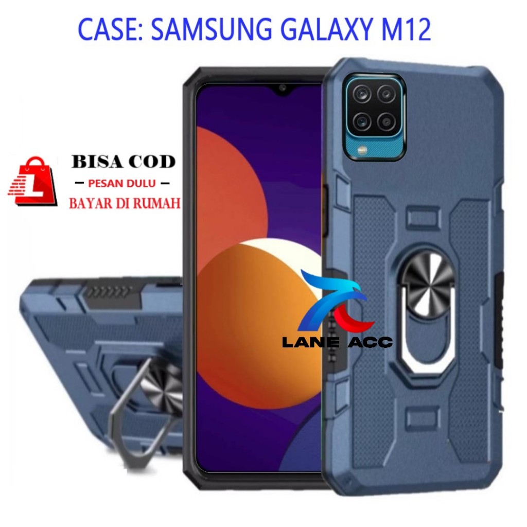 KESING HP UNTUK SAMSUNG GALAXY M12 -HARD CASE STANDING  ROBOT  HIT EYE RING--CASE ARMOR SAMSUNG M12