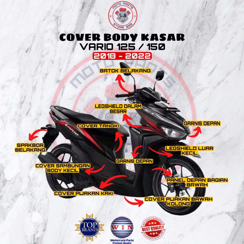 COVER BODY KASAR ATAS BAWAH DEPAN BELAKANG KIRI-KANAN VARIO 125/150 LED NEW 2018 2019 2020 2021 2022