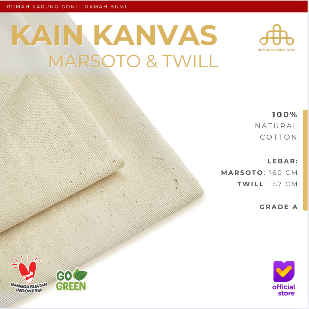 Kain Kanvas Meteran Twill Marsoto Lebar 160 cm Warna Grey Bahan Baby Kanvas Greige
