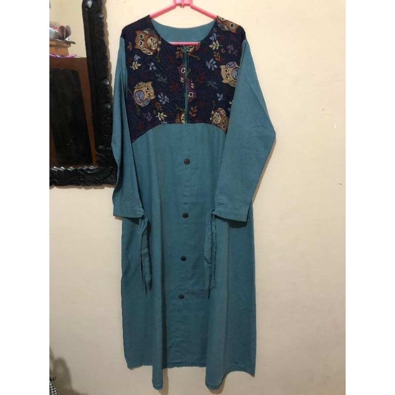 Preloved - Gamis Owl Hijau Tosca