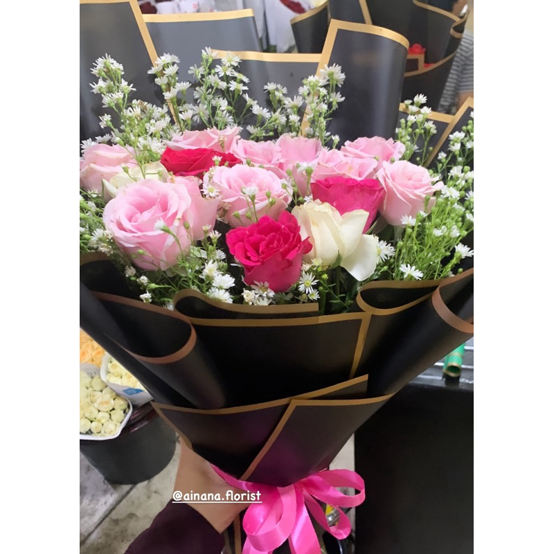 BUKET BUNGA MAWAR ASLI FRESH SOLO (Harga tergantung jumlah tangkai)/chat admin/buket fresh /buket ma