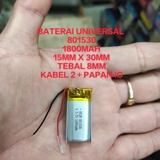 BATERAI UNIVERSAL 801530 UKURAN 15mm x 30mm KABEL 2 BATERAI ELEKTRONIK