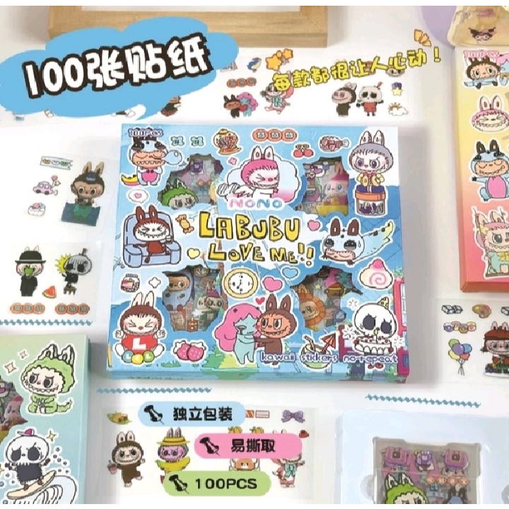 

Promo Sticker Labubu isi 100 Lembar/Sticker Karakter Labubu Anti Air