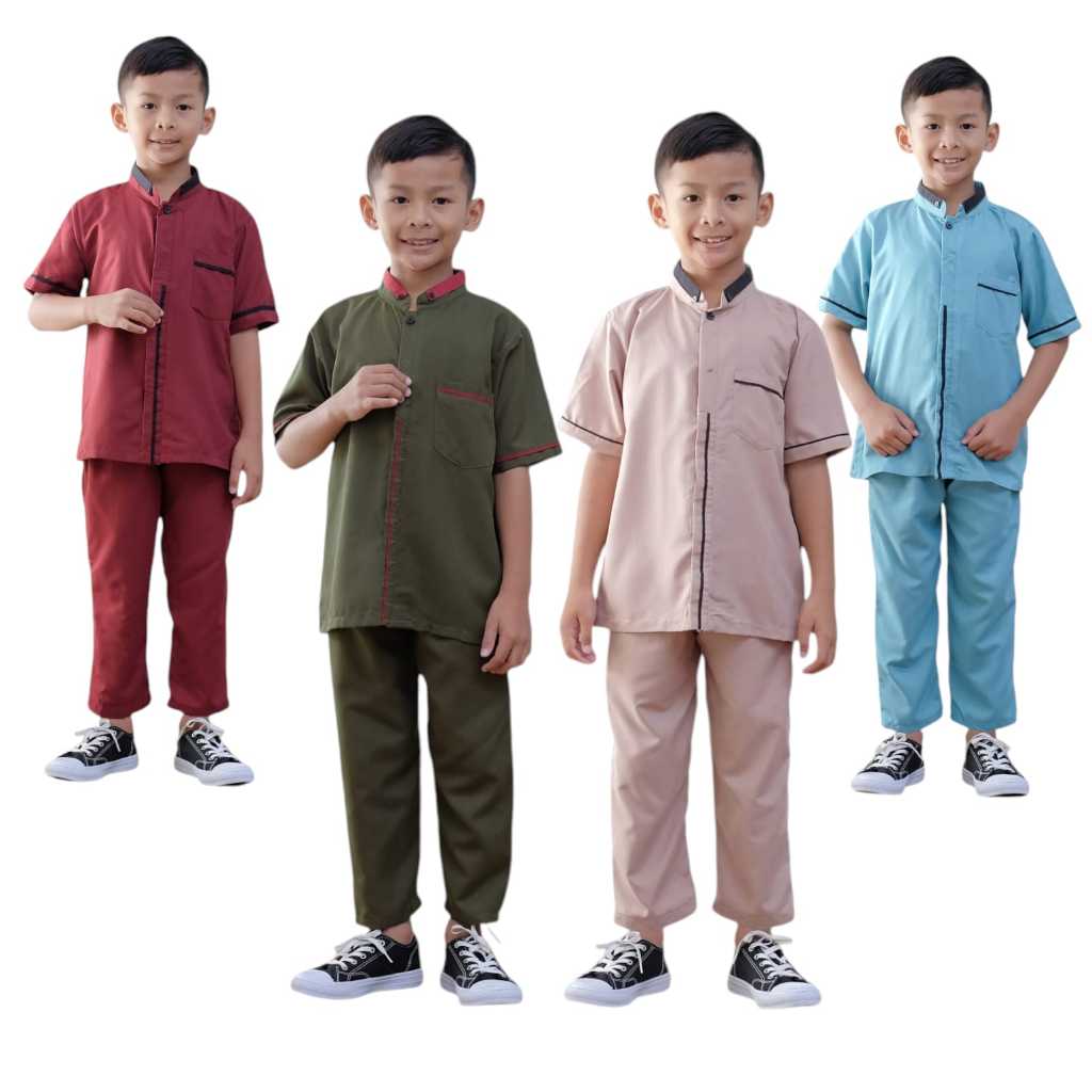 Baju Koko Anak Laki Laki Umur 4 - 12 Tahun Setelan Kurta Anak Premium