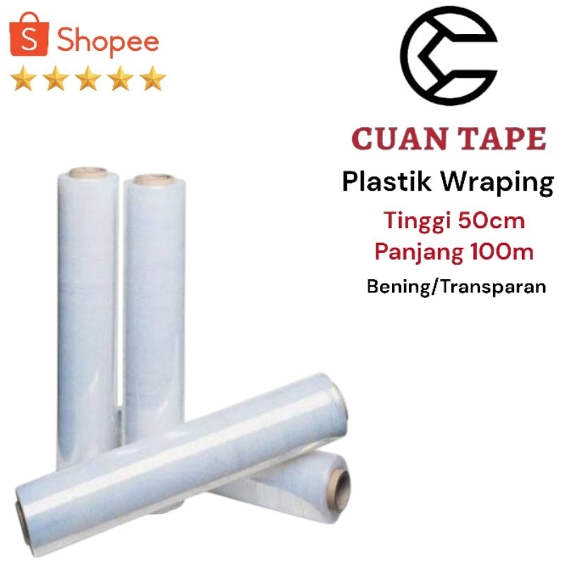 Stretch Film 50cm x 100m - Bening | Plastik Wrap Stretch Film Bagus Murah
