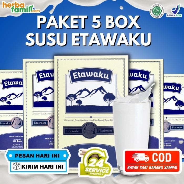 

Etawaku Platinum Paket 5 Box - Susu Kambing Etawa Murni + Krimer Bubuk yang Berkhasiat Tinggi Memiliki Kandungan Protein dan