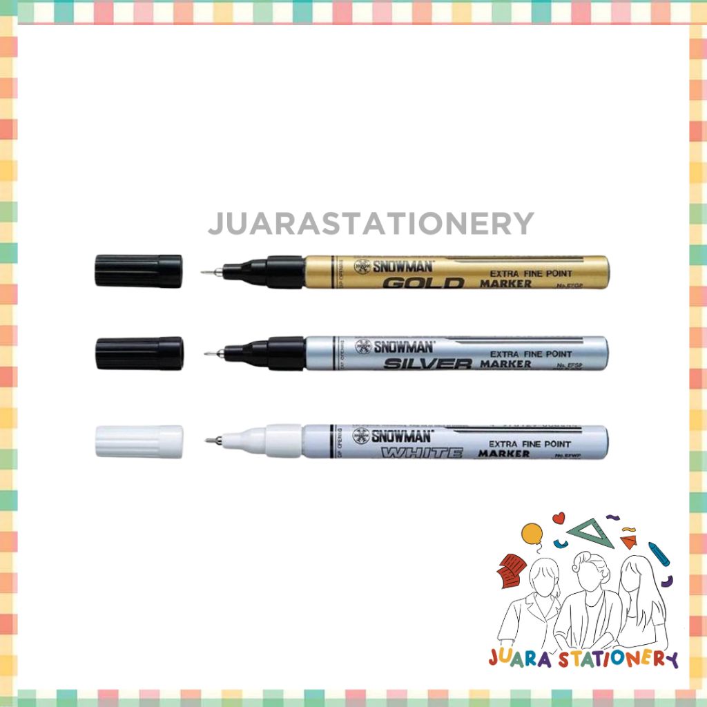 [ EXTRA FINE ] Spidol Gold Silver White Snowman Extra Fine Ujung Kecil / Spidol Emas Perak Putih Sno