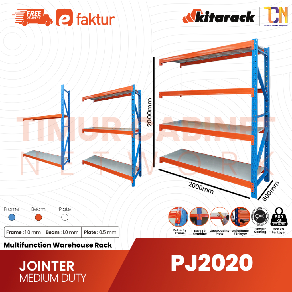 KITARACK Rak Gudang PJ2020 Warehouse Rack Medium Duty JOINTER Rak Gudang 2 Meter