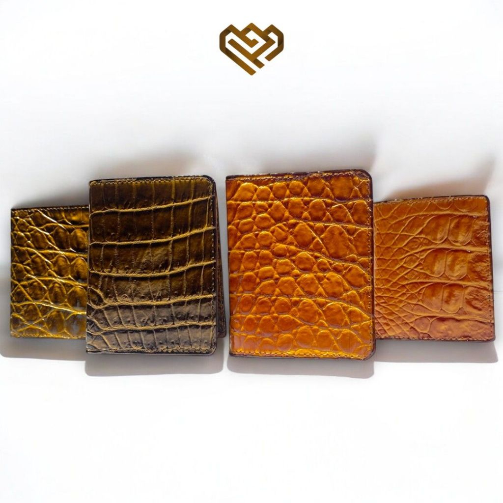 DOMPET PRIA KULIT BUAYA ASLI - DOMPET BERDIRI KULIT BUAYA - DOMPET PENDEK PRIA - DOMPET PENDEK KULIT