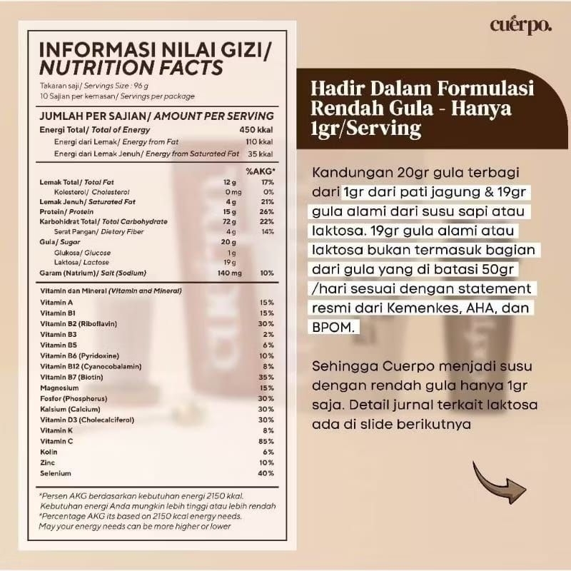 

Cuerpo Susu Tinggi Kalori dan Protein 960gram Asli Original