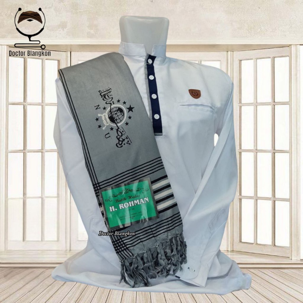 Sorban Panjang Batik Hitam Santri Rayon Halus Tebal Motif Lebaran