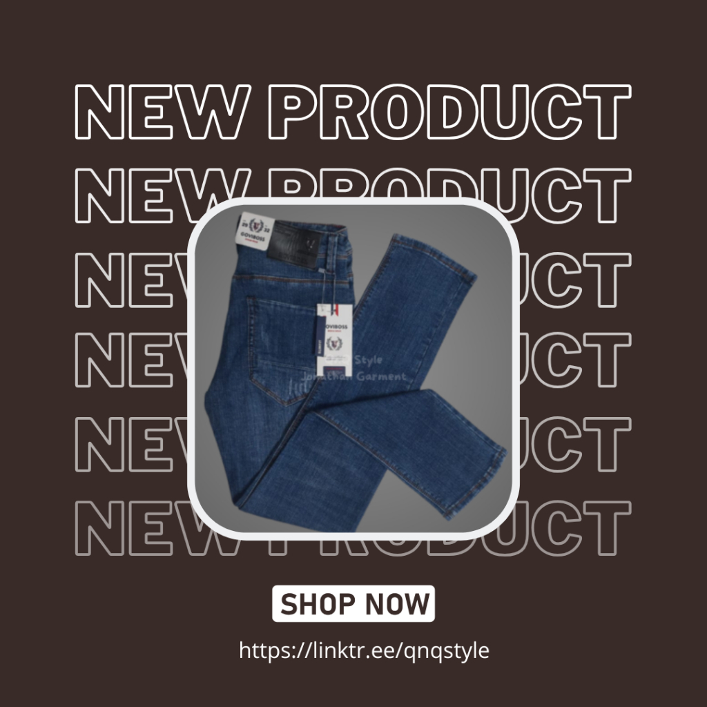Goviboss Celana Panjang Jeans Pria Dark Blue Premium Stretch Slim Fit Size 29 - 38