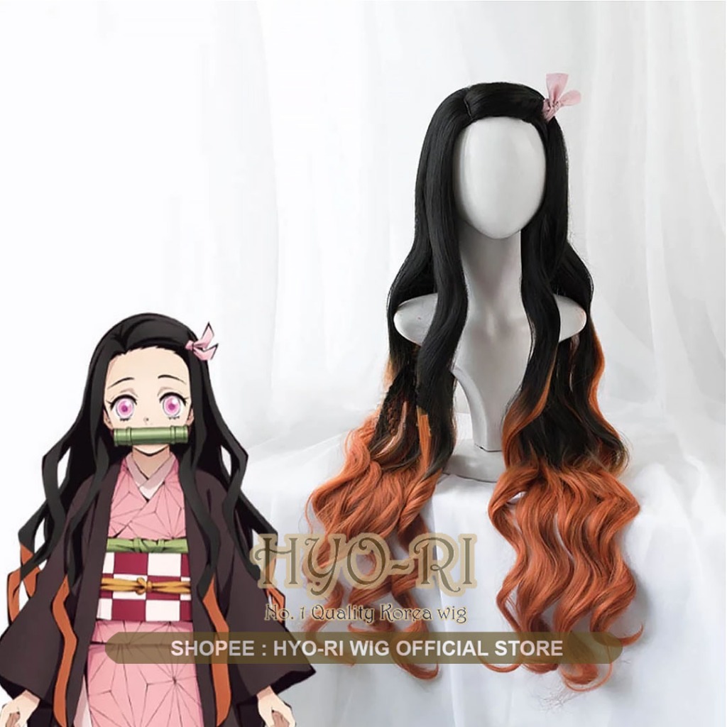 HYO-RI WIG : WIG COSPLAY WIG NEZUKO KAMADO WIG KAMADO NEZUKO WIG COSPLAY ANIME DEMON SLAYER WIG COSP