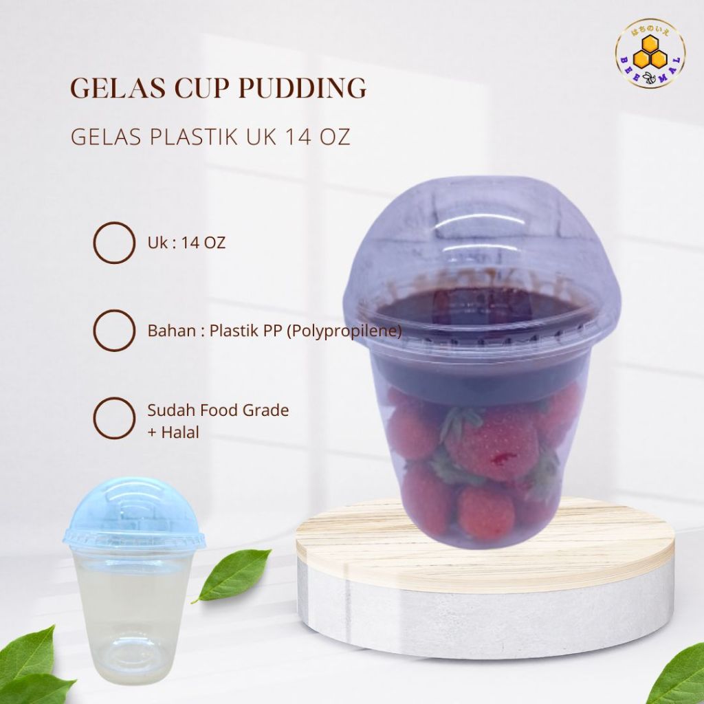 Gelas Kolak Gelas Puding  Cup Pudding Pet Grade Food Tutup Cembung