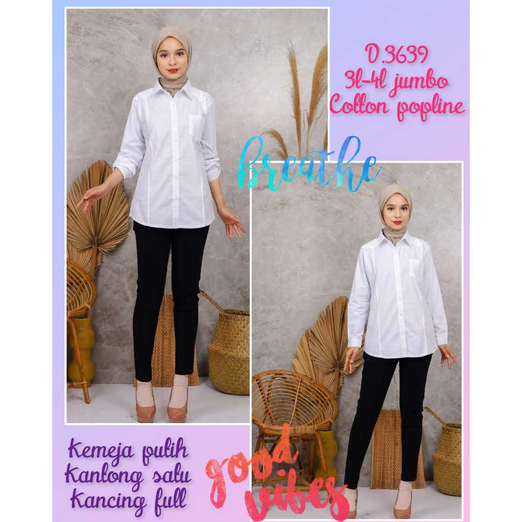 Baju Tunik Putih Polos Lengan Panjang Kantor Wanita