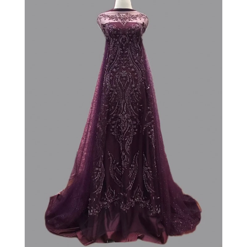 Tulle payet burgundy tile payet premium mewah New arrival