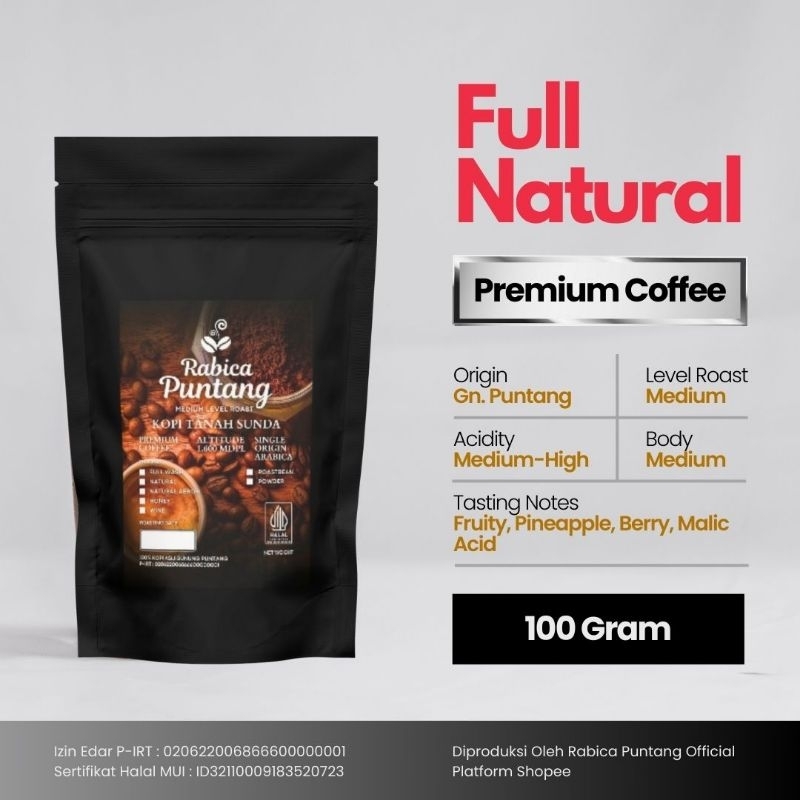

Biji Kopi Bubuk Arabika Puntang Premium Original Full Natural 100 Gram