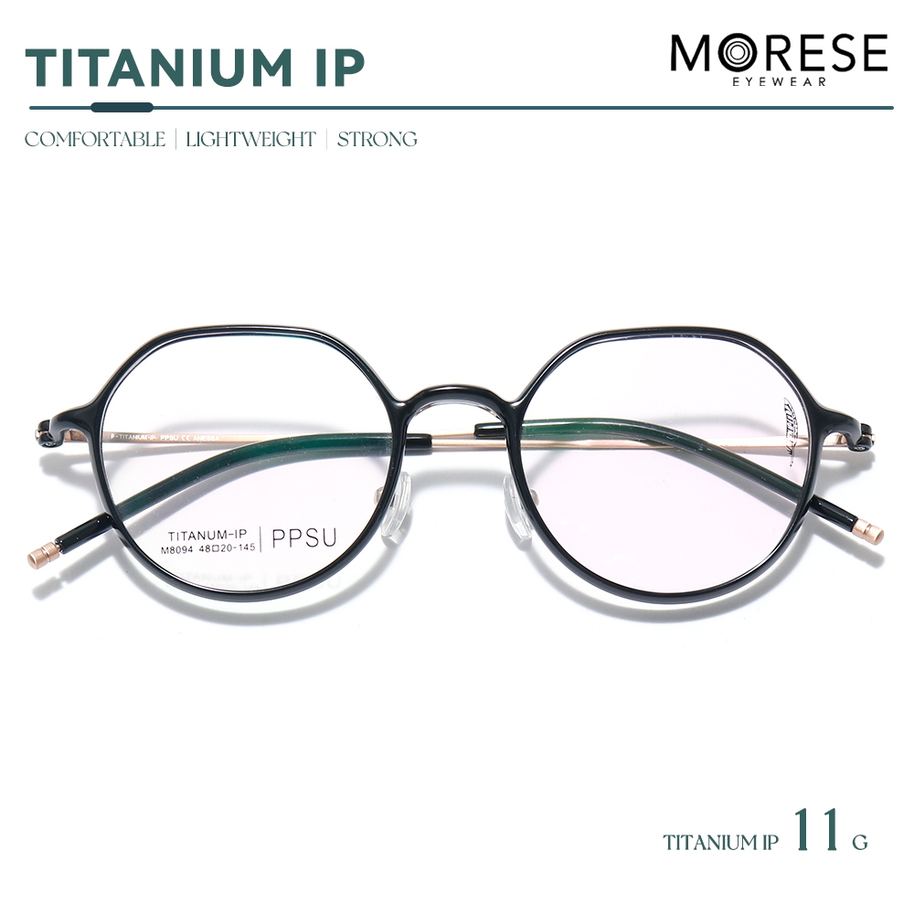 Morese Kacamata Frame Titanium Model Oval Fashion Pria Wanita Bisa Minus Antiradiasi Bluecromic 8094