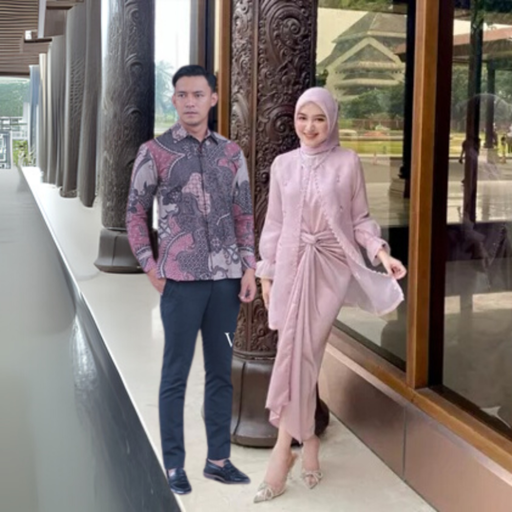 ADA JUMBO SET COUPLE BATIK JEMMA DRESS ORGANZA ROK LILIT SATIN SILK KONDANGAN COUPLE PRE WEDDING KEM