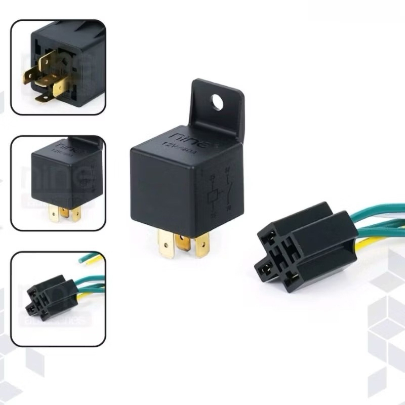 RELAY LUMINOS NINE RL2 RILEY 5 KAKI 40A 12V MOTOR MOBIL + SOKET RELAY KALKSON LAMPU ALARM
