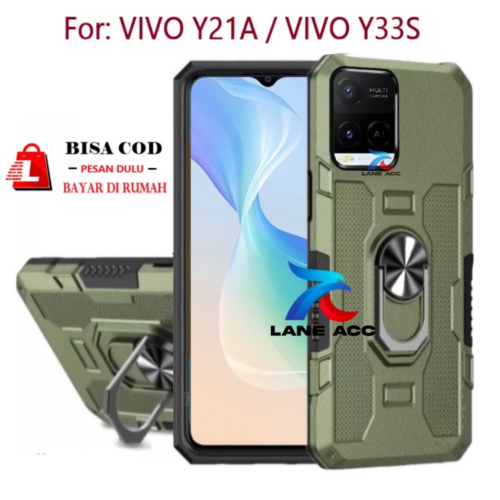 CASING HARD CASE FOR VIVO Y21A/ VIVO Y33S--HARD CASE STANDING  ROBOT  HIT EYE RING--SOFT CASE STANDI