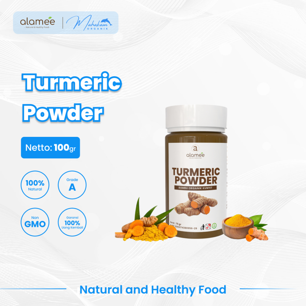 

ALAMEE Kunyit Bubuk Murni Turmeric Powder Ground Bumbu Dapur Organik Seasoning Tabur Instan