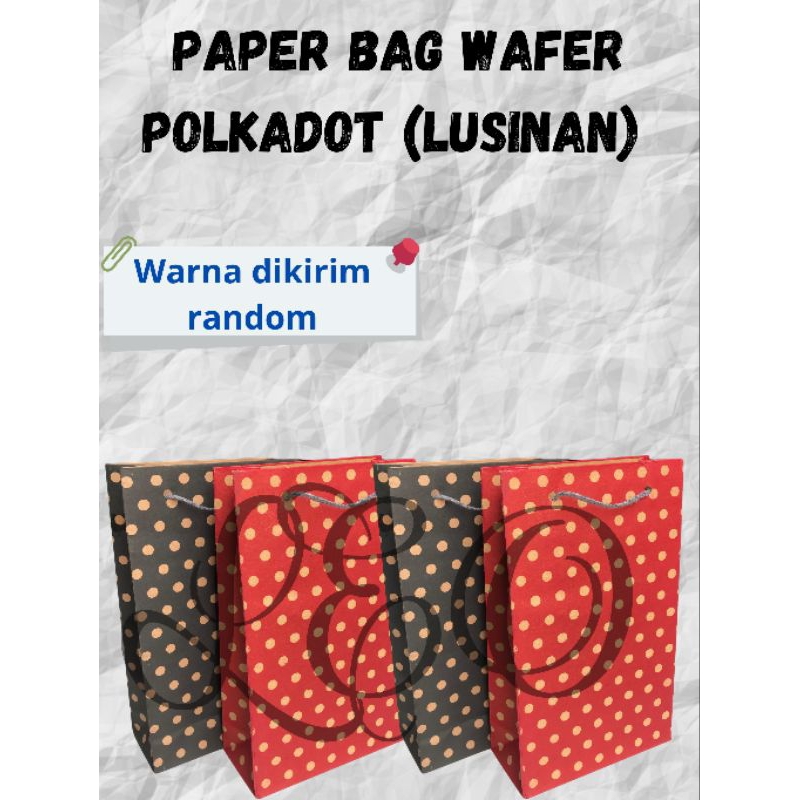 

(LUSINAN) Paper Bag Motif Polkadot 15x7x25 cm - Kantong Kertas Elegan dan Praktis