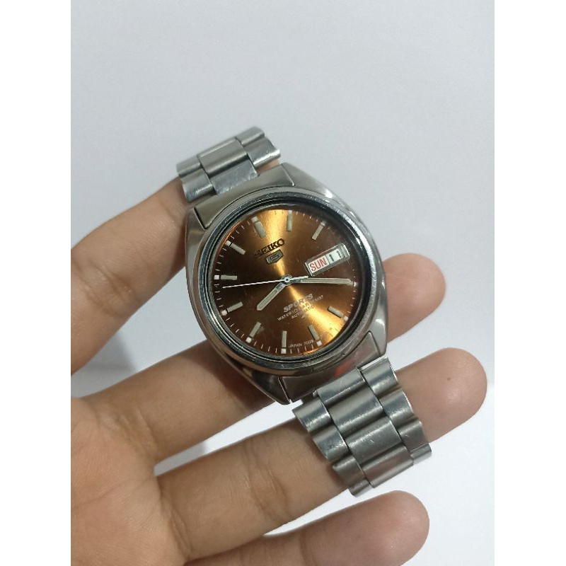 jam Seiko 5 7s26 coklat brown dial