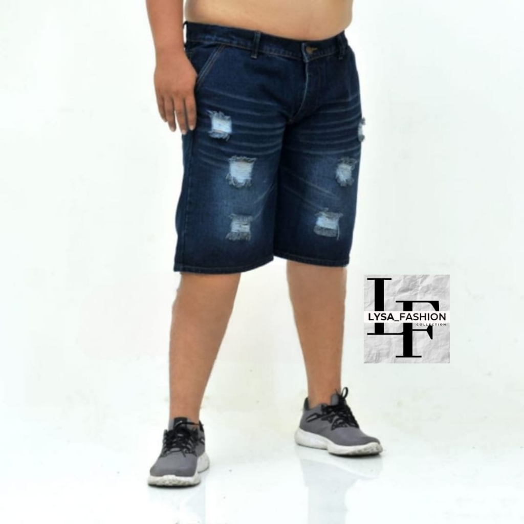 Celana sobek pria Jumbo Big size Celana denim pendek