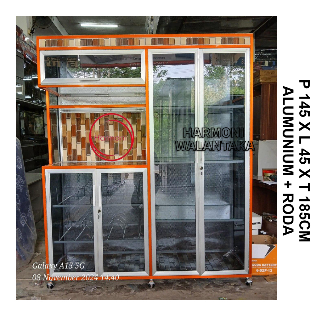 RAK PIRING 4 PINTU ALUMUNIUM + RODA LEMARI SAYUR ALUMUNIUM 4 PINTU RAK SAYUR ALUMUNIUM 4 PINTU