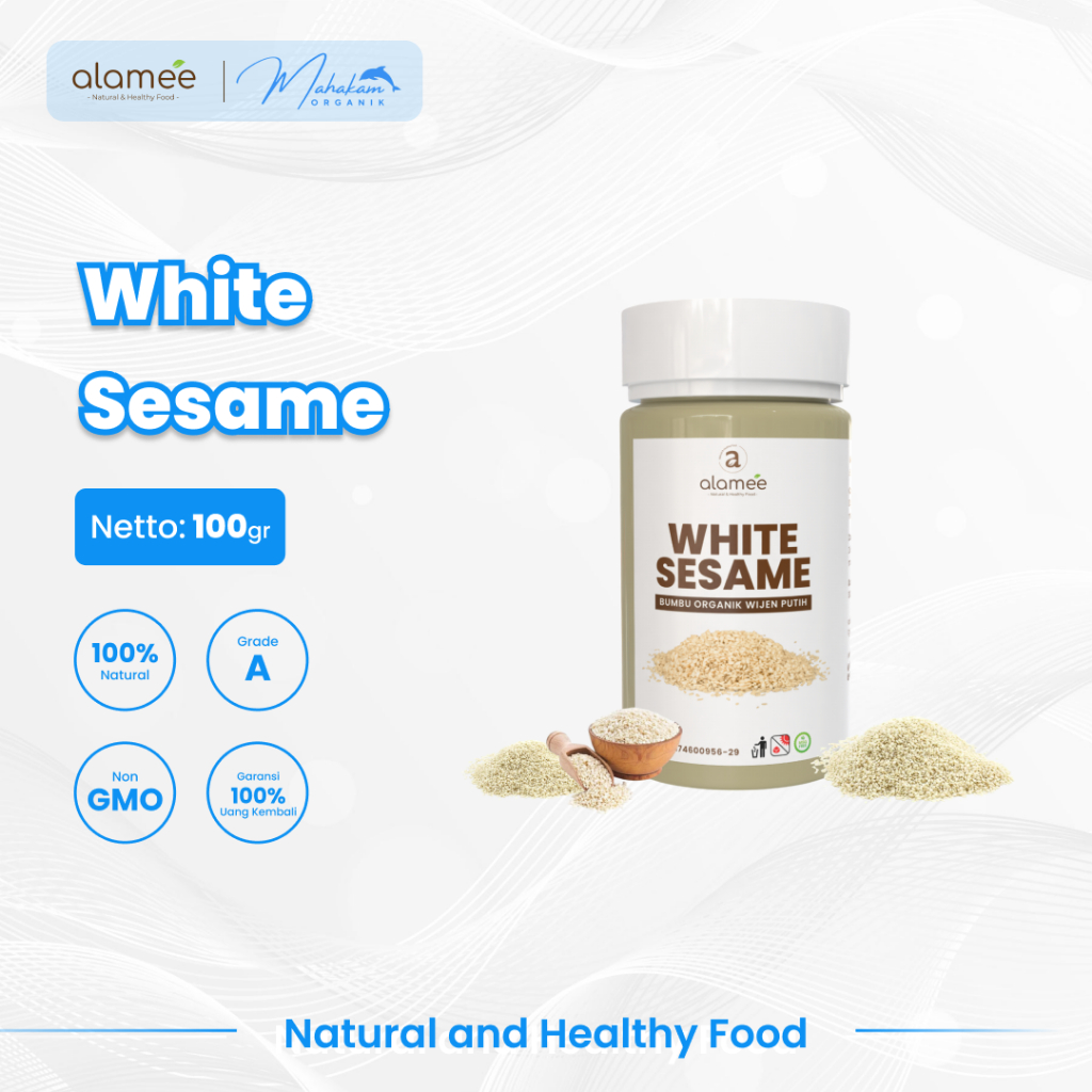

ALAMEE Wijen Putih Bumbu Dapur Organik White Sesame Seed Bumbu Dapur Organik Masak Tabur 90gr