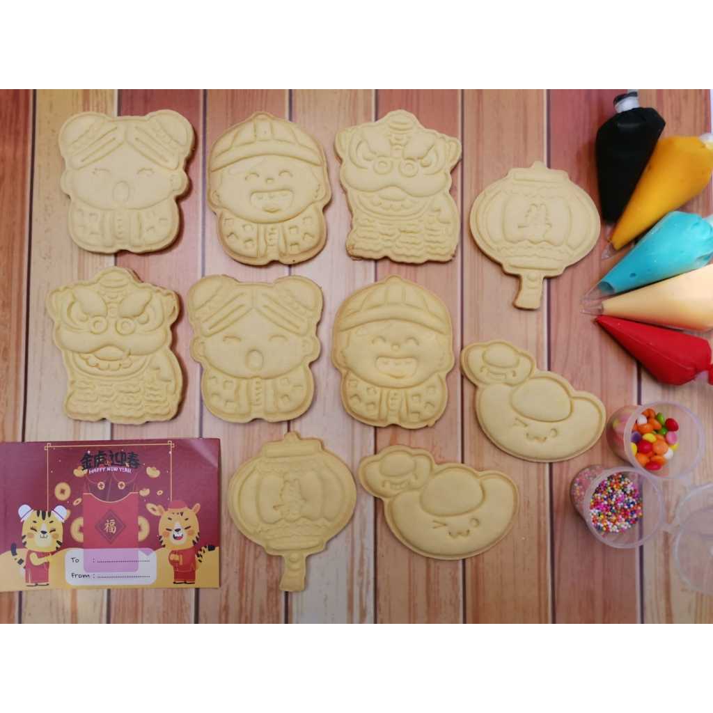 

DIY Cookies Imlek CNY, Christmas Edition Cookies Hias Karakter Premium Butter Cookies