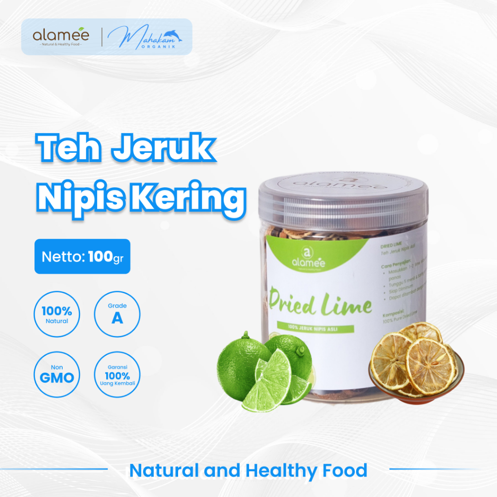 

ALAMEE Dried Lime Slice Tea Jeruk Nipis Kering Teh Buah Iris Organik Herbal Toples 100gr