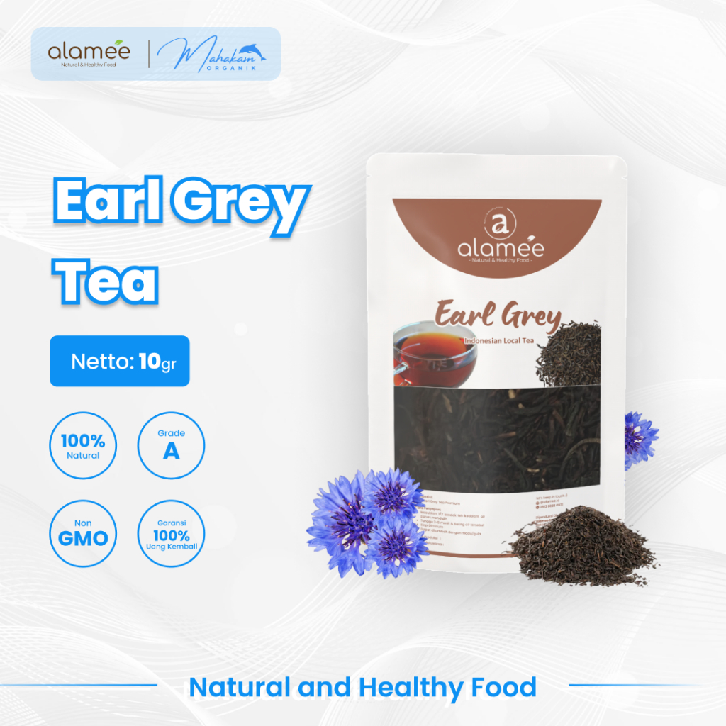 

ALAMEE Earl Grey Black Tea Teh Tradisional Alami Organik Dried Leaf Leaves Earlgrey 10gr