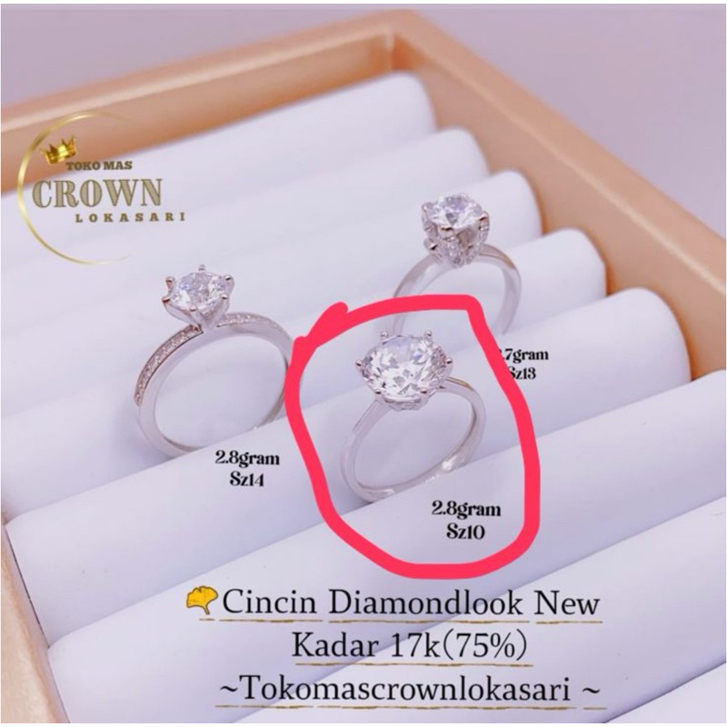 cincin fashion solitaire nagita new size 10 2,8gram