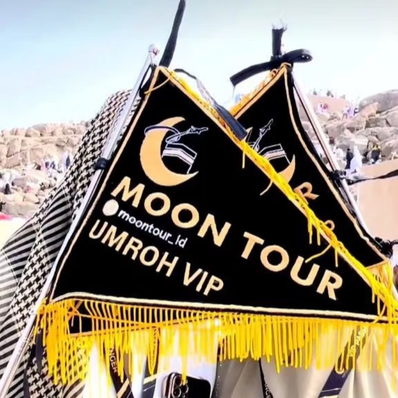 BENDERA TOUR GUIDE RUMBAI CUSTOM BAHAN BLUDRU PREMIUM