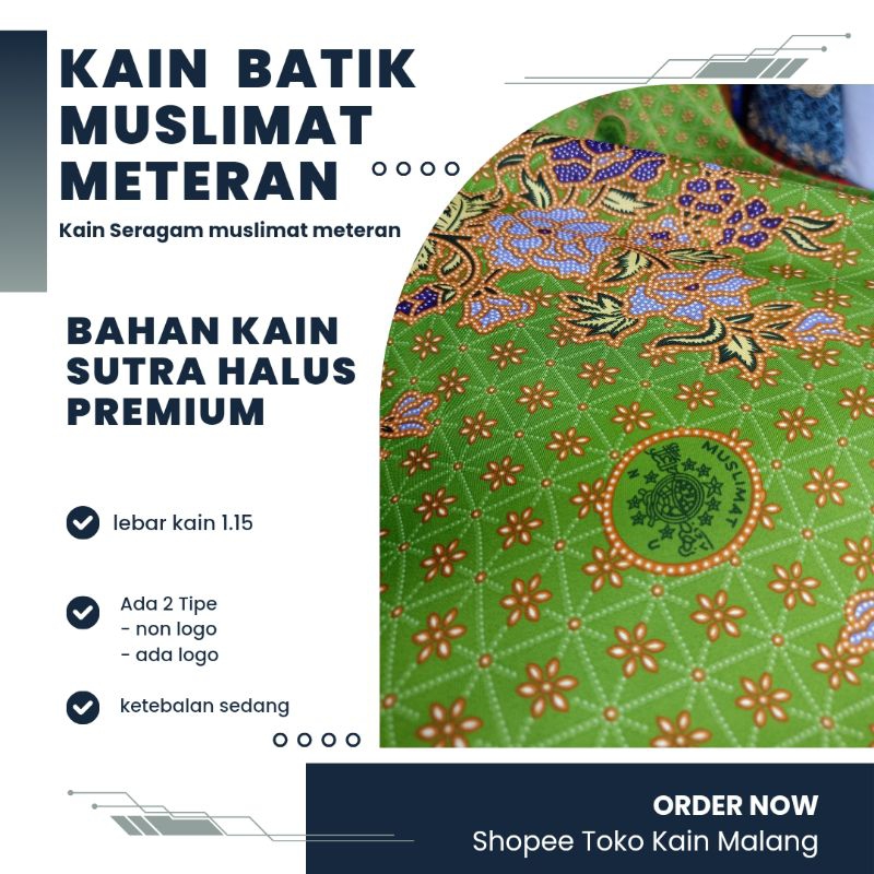 (HARGA PER SETENGAH METER)KAIN BATIK | BATIK SERAGAM MUSLIMAT NU BAHAN SEMI SUTRA/KAIN MUSLIMAT NU B