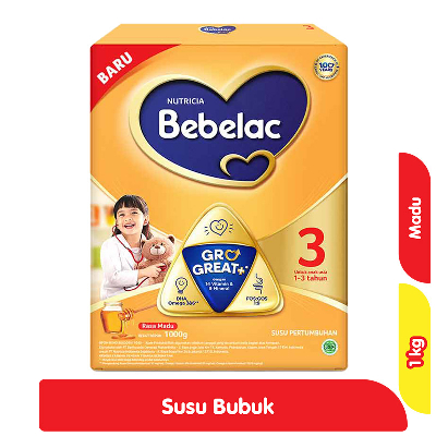 

Bebelac 3 GroGreat+ Susu Bubuk Pertumbuhan Anak Vanila / Madu 1 kg