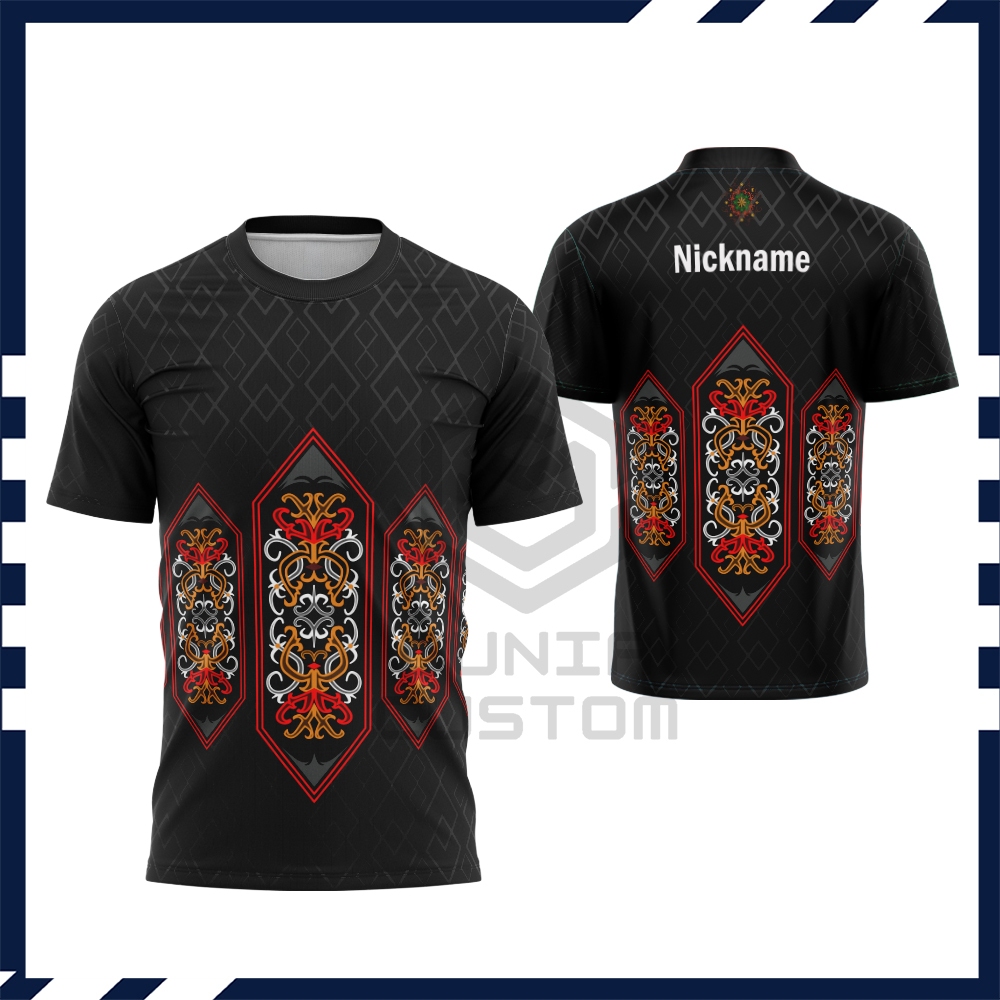 Baju Jersey Batik Kalimantan Kaos Pria Motif Batik Lengan Pendek Fullprint