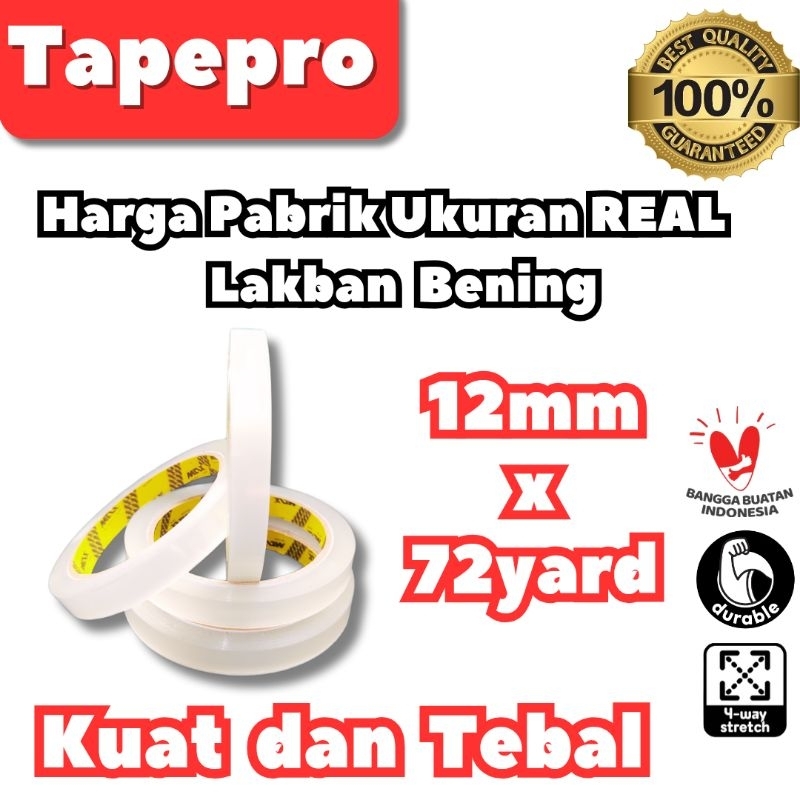 

Tapepro Harga Pabrik Ukuran REAL Lakban Bening Coklat 12mm x 72yard