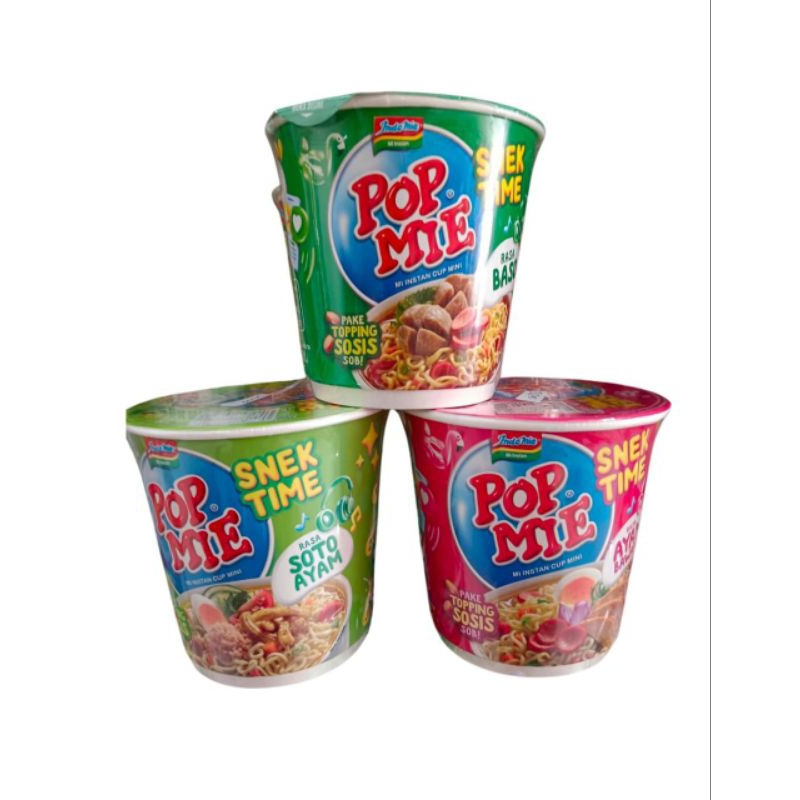 

Indomie pop mie snek timeVarian Baso 38gr Soto ayam 39gr Ayam bawang 40gr