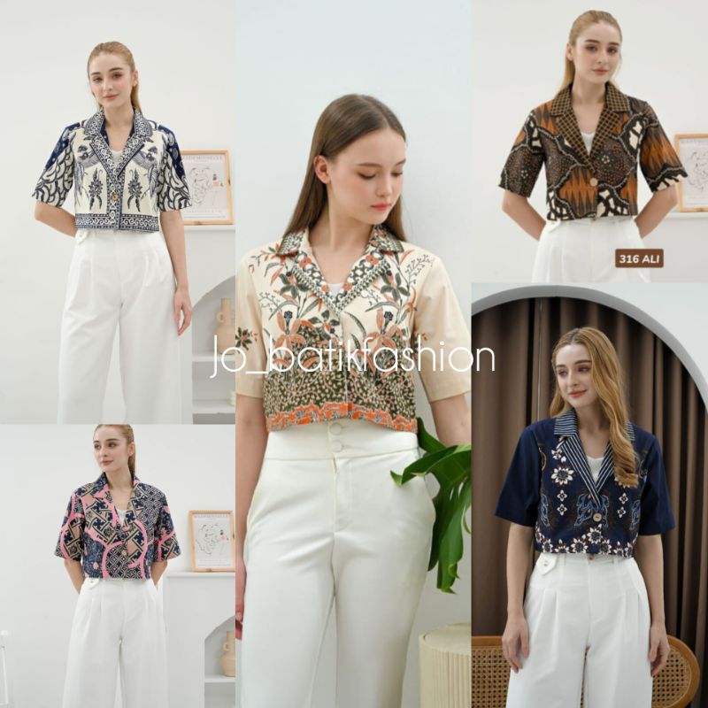 316 Atasan blezer crop top - Batik modern wanita