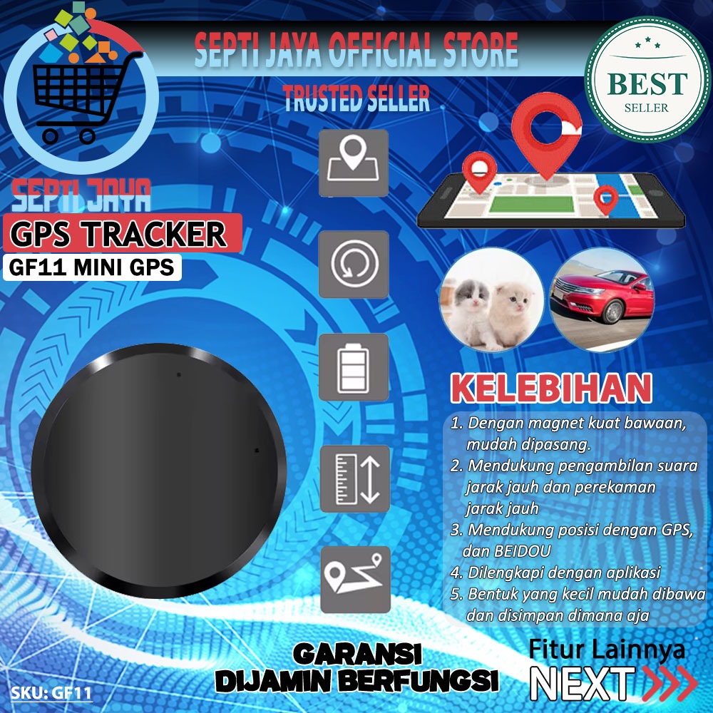 AIG Mini GPS GF11 Magnetik Smart Tracker Pelacak Lokasi Posisi Dan Rekam Suara Jarak Jauh Real Time