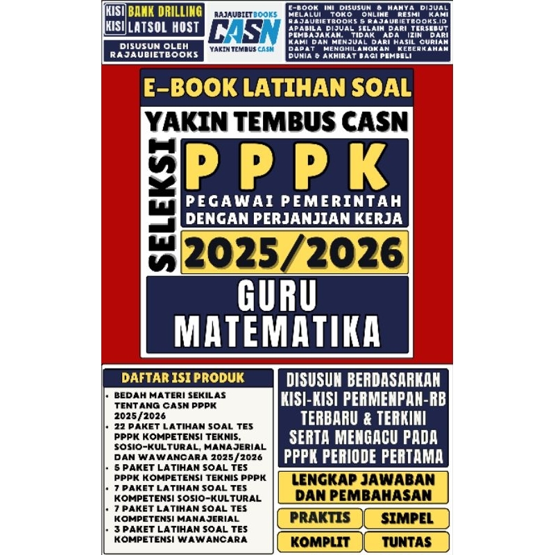 LATIHAN SOAL TES PPPK GURU MATEMATIKA TENAGA PENDIDIK TERBARU DAN TERLENGKAP TES KOMPETENSI TEKNIS G