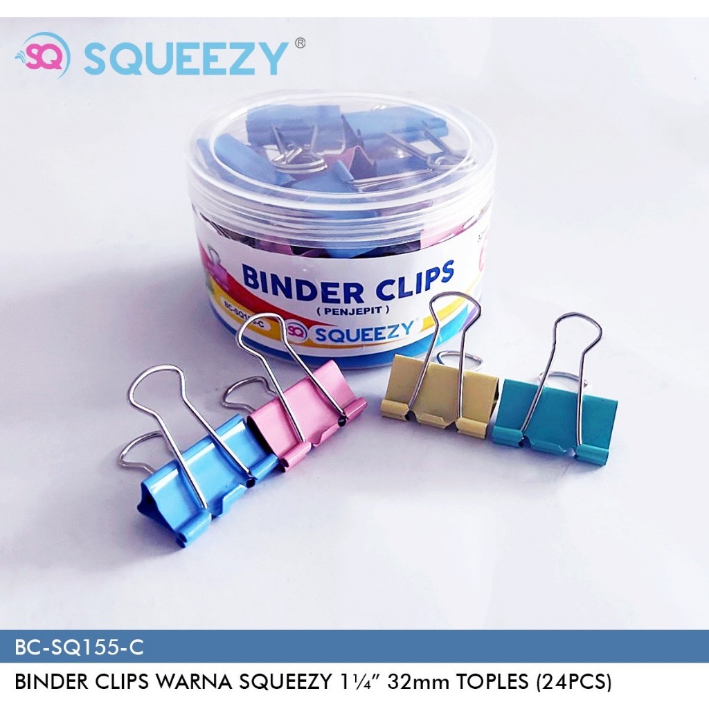 

SQUEEZY Binder Clip warna (1 box)