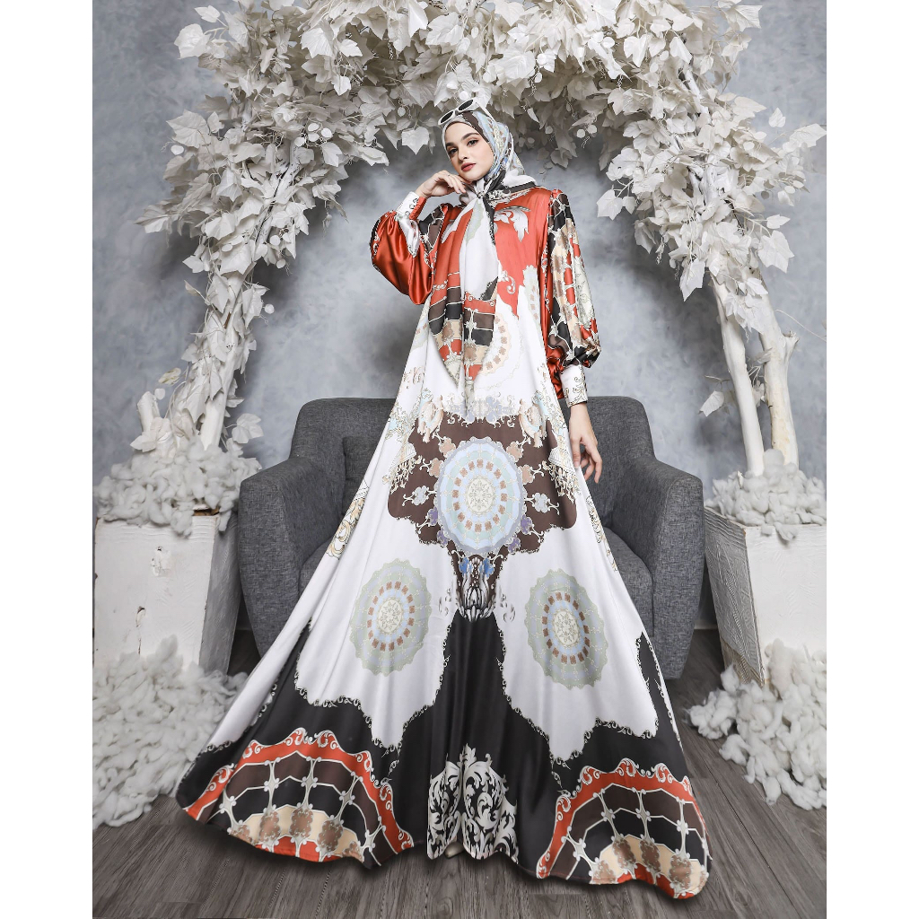 GEONNA series (gamis free scraft)silk premium digital printing sutra voal tryspan ultrafine